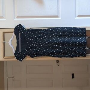 White House Black Market tiered black polka dot dress size 8